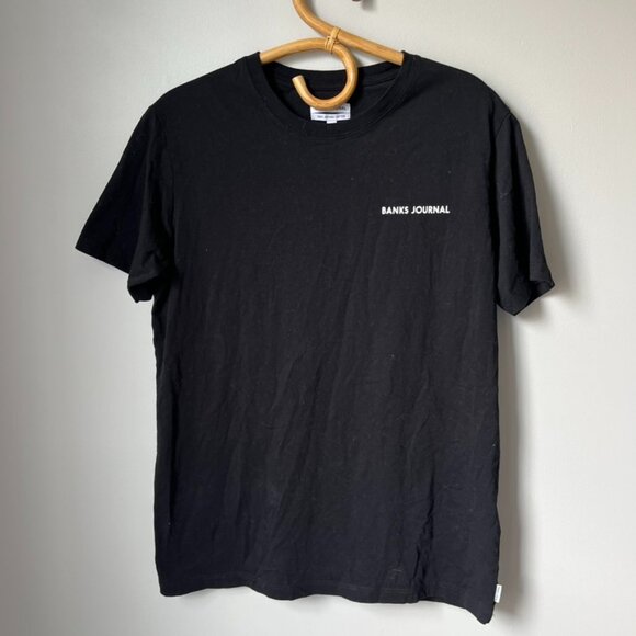 Banks Journal 100% Organic Cotton Black Short Sleeve T-shirt Men's Small - Picture 1 of 5